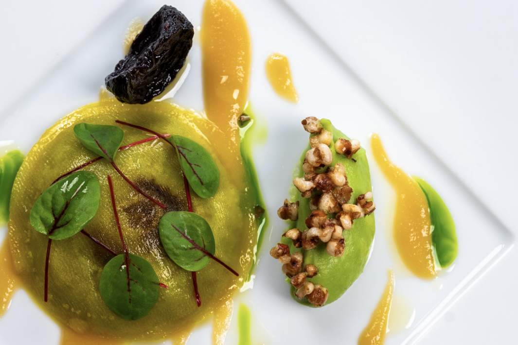 Равиоль из кольраби, дюксель из фенхеля конфи