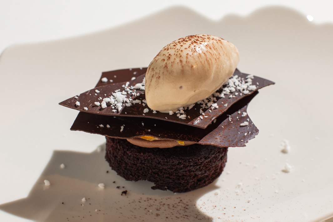 Шоколадный бисквит с кокосом и гелем из лимона