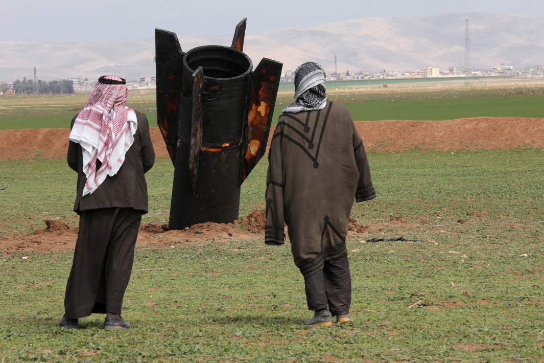 Хвостовая часть иранской ракеты, сбитой над территорией Сирии