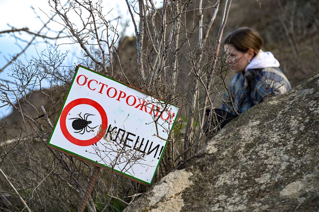 Знак "Осторожно! Клещи!"