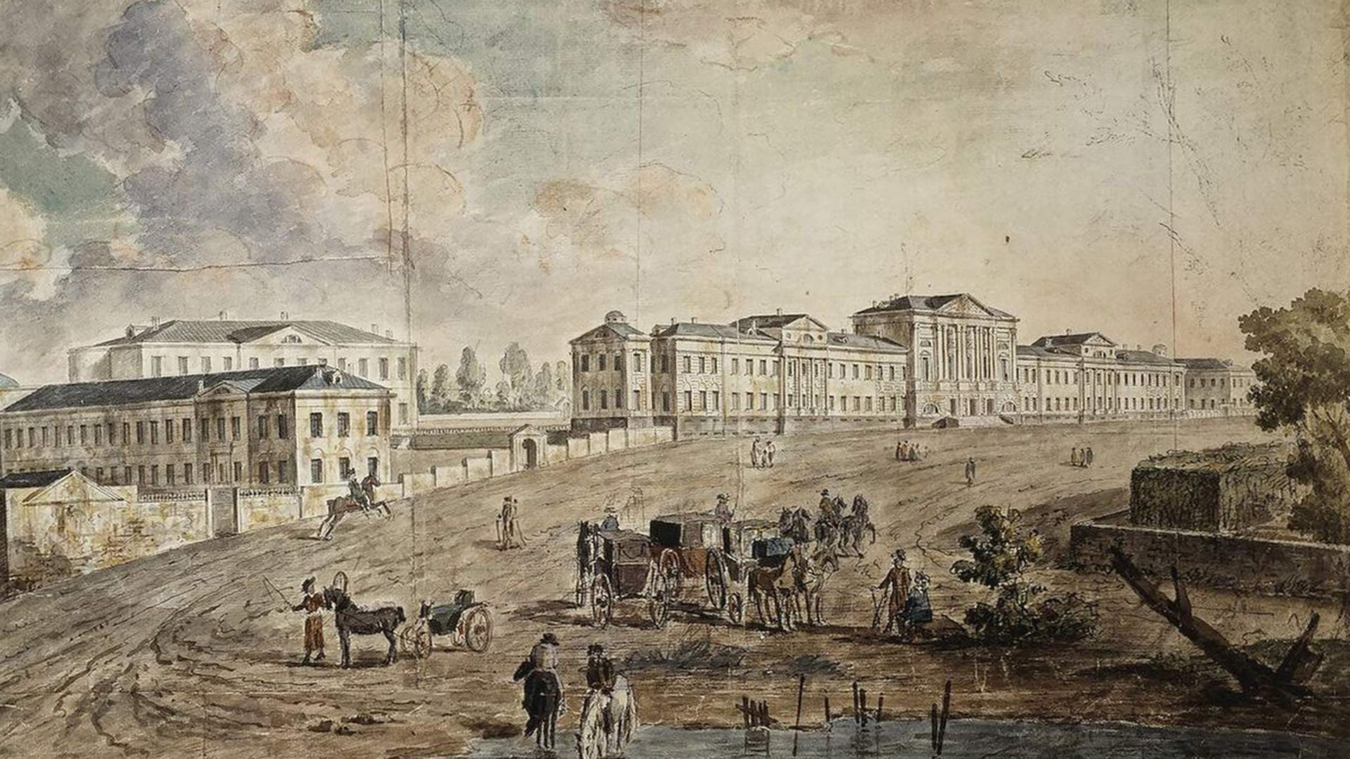 Московская госпитальная школа. Алексеев Федор Яковлевич 1753 - 1824. Первый военный госпиталь в Москве 1707. Алексеев Федор Яковлевич картины Москва. Лефортовский военный госпиталь 1800.