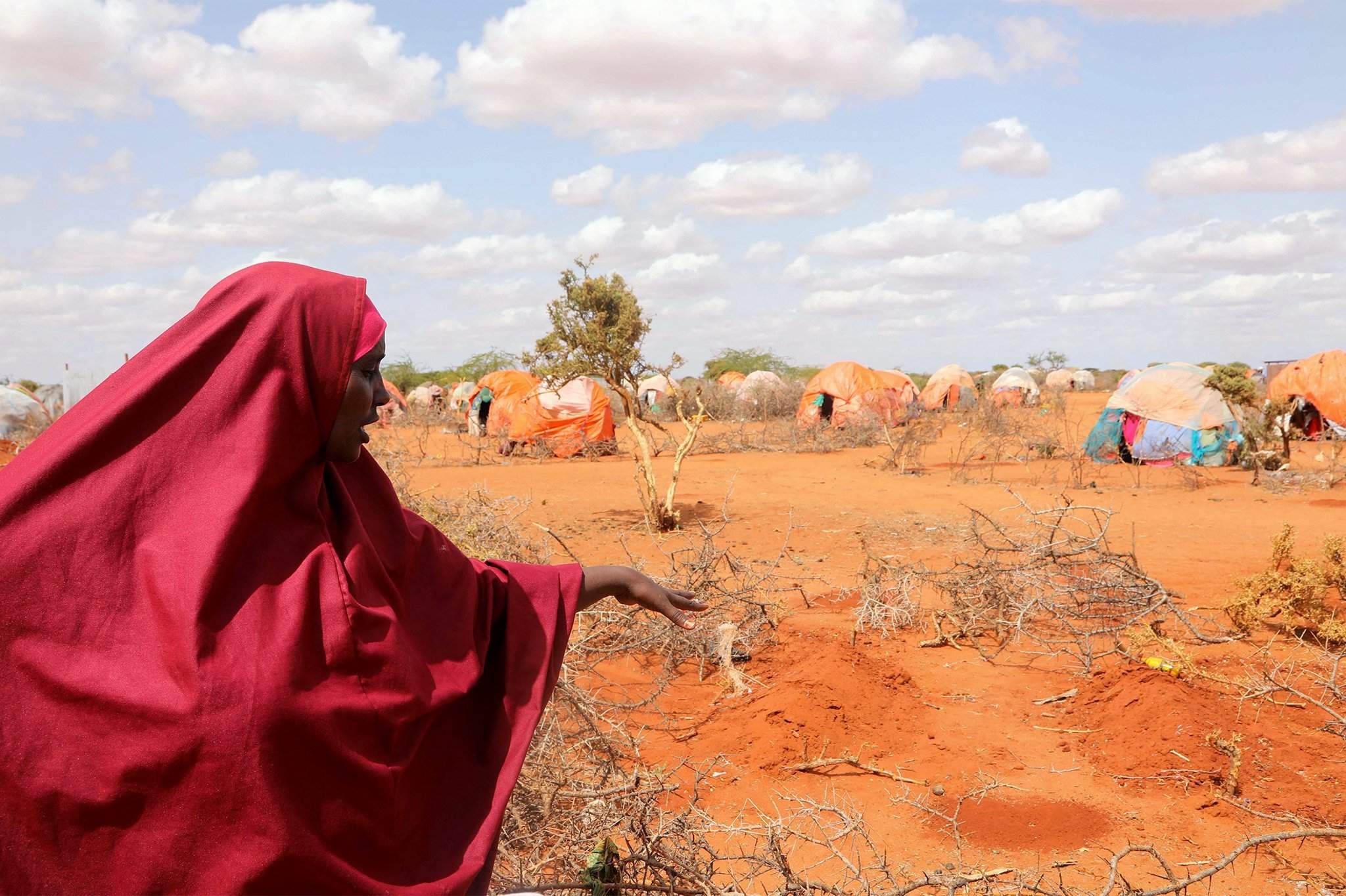 Семья с потеряла по причине засушливого лета. Засуха. Сомали. Гуманитарная катастрофа.