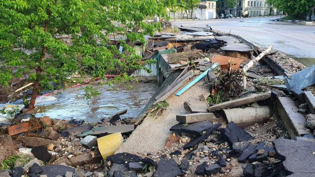 Последствия ливня в Рузе