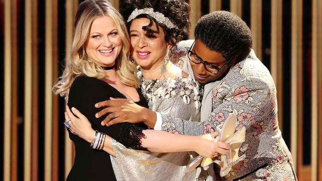 Amy Poehler, Maya Rudolph and Kenan Thompson are seen in this handout photo from the 78th Annual Golden Globe Awards in Beverly Hills