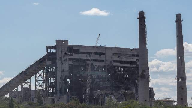 A view shows a destroyed facility on the territory of Azovstal steel mill during Ukraine-Russia conflict in the southern port city of Mariupol