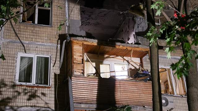 Жилой дом, пострадавший в результате обстрела