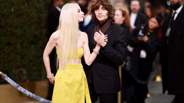 Anya Taylor-Joy and Malcolm McRae attend the 80th Annual Golden Globe Awards at The Beverly Hilton