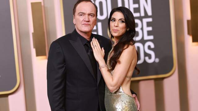 Quentin Tarantino and Daniella Pick attend the 80th Annual Golden Globe Awards at The Beverly Hilton