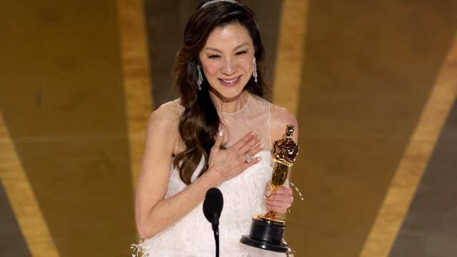 Michelle Yeoh wins the Oscar for Best Actress for "Everything Everywhere All at Once" during the Oscars show at the 95th Academy Awards in Hollywoo