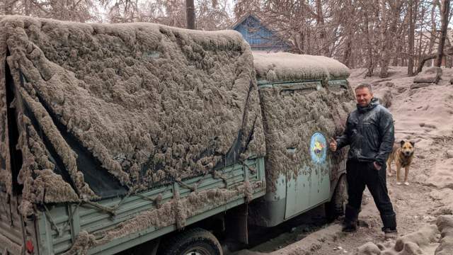 Последствия извержения вулкана Шивелуч на Камчатке