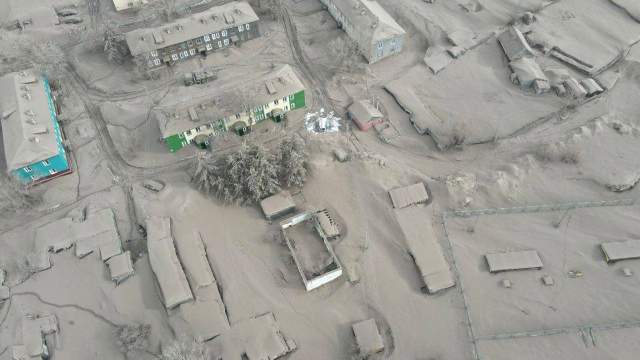 Последствия извержения вулкана Шивелуч на Камчатке