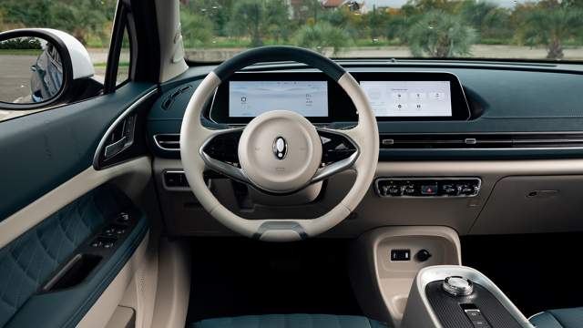 Для обычной ORA_03 доступны три варианта интерьера: черный с синей прострочкой, серо-зеленый и коричнево-белый