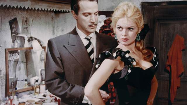 Antonio Vilar and Brigitte Bardot on the set of "La Femme et le Pantin"