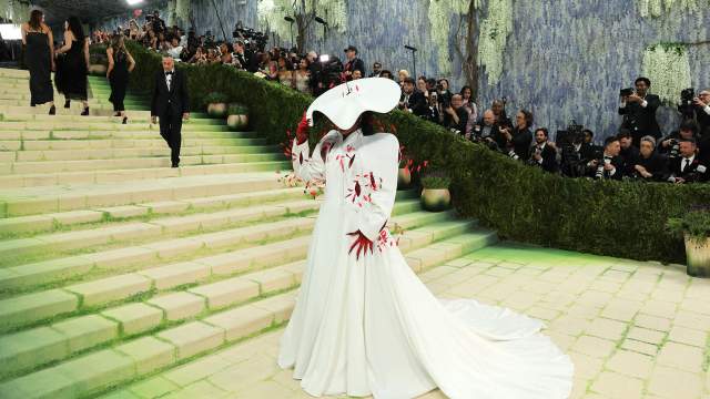 Naomi Osaka poses during the Met Gala, an annual fundraising gala held for the benefit of the Metropolitan Museum of Art's Costume Institute with this year's theme 'Costume Art' in New York City, New York, U.S., May 4, 2026