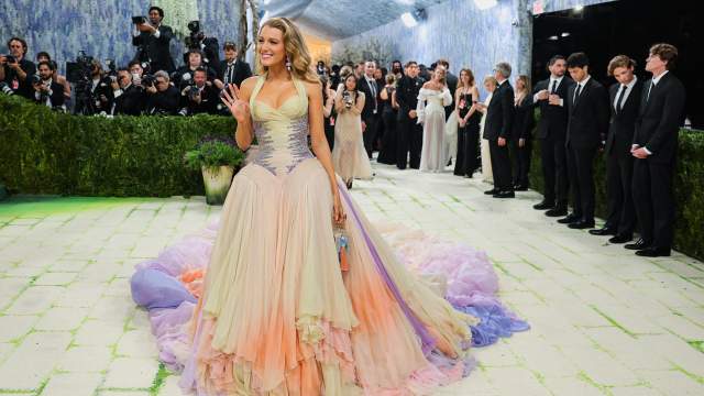 Blake Lively poses during the Met Gala, an annual fundraising gala held for the benefit of the Metropolitan Museum of Art's Costume Institute with this year's theme 'Costume Art' in New York City, New York, U.S., May 4, 2026