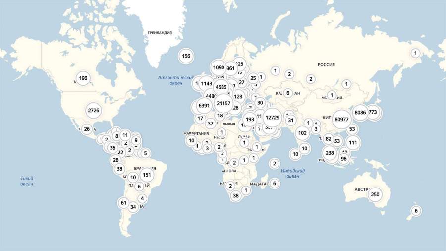 Карта коронавируса в россии и в мире