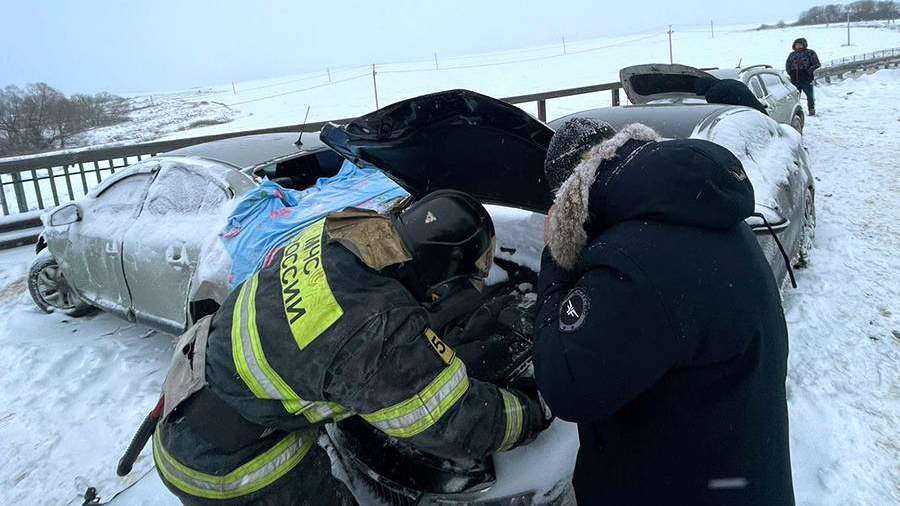 Two children and nine adults were injured in a mass traffic accident near Tula