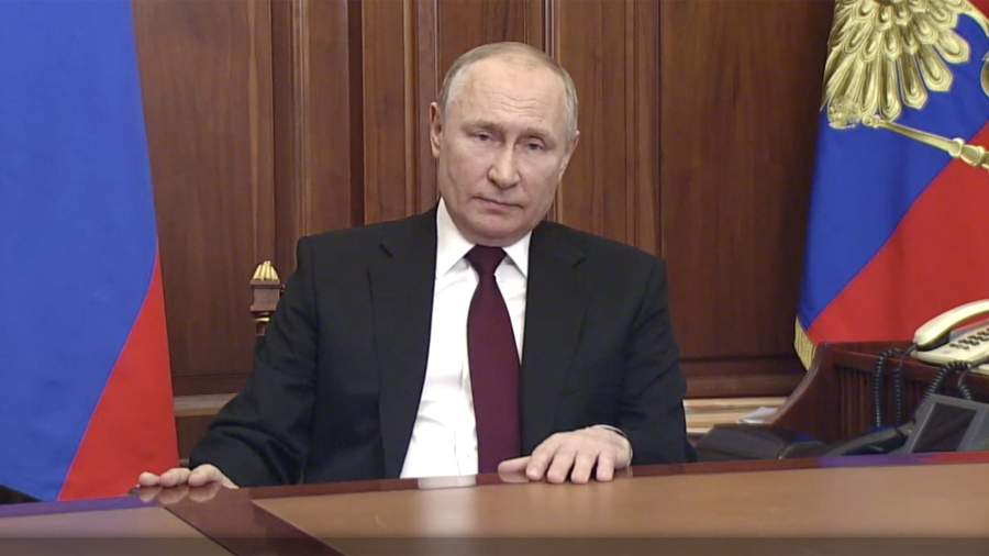 Putin’s address on the recognition of the LNR and DNR.  Broadcast