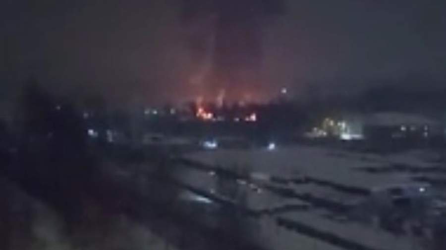Warehouse on fire in the Moscow region