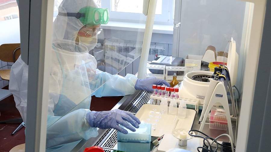 Сотрудник лаборатории выполняет анализ на коронавирус