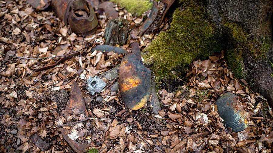 Remnants of ammunition at the site of the explosion of a military warehouse in Vrbetica in 2014