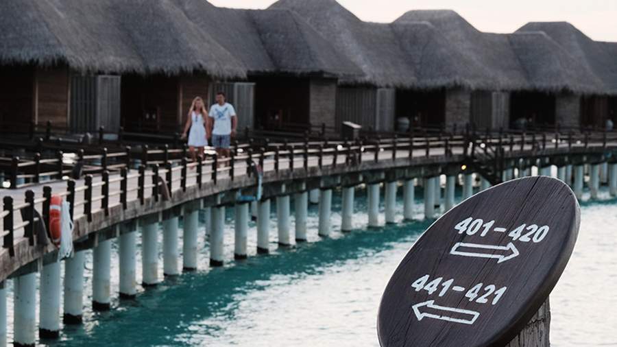 Виллы для туристов на одном из Мальдивских островов