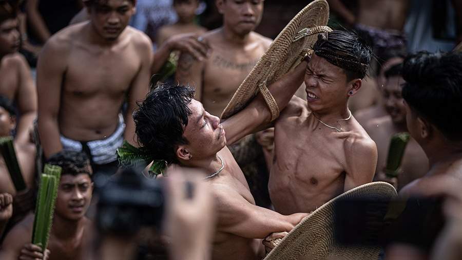 Следом дуэлянты: зачем в балийской деревне дерутся панданом