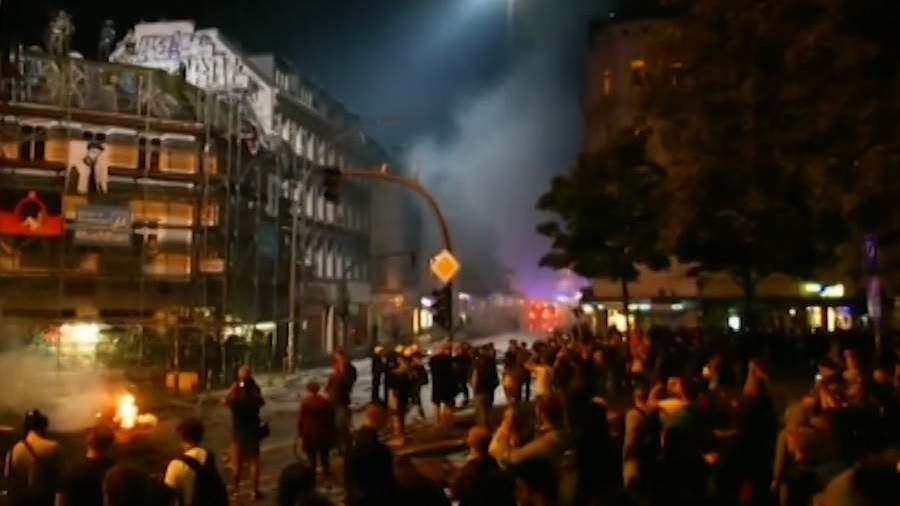 Протесты в Гамбурге минувшей ночью