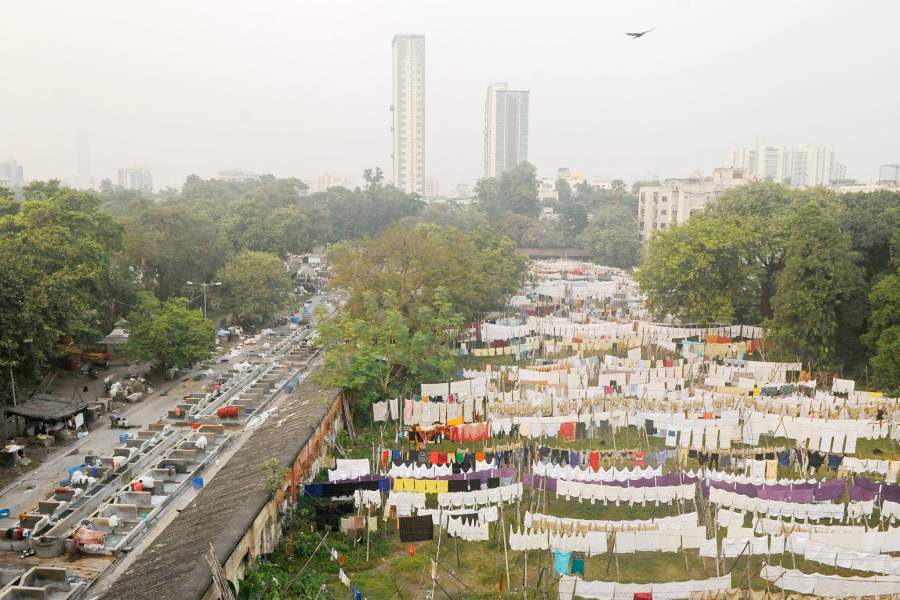 Квартал прачечных Дхобихана открыт в Калькутте, вид сверху