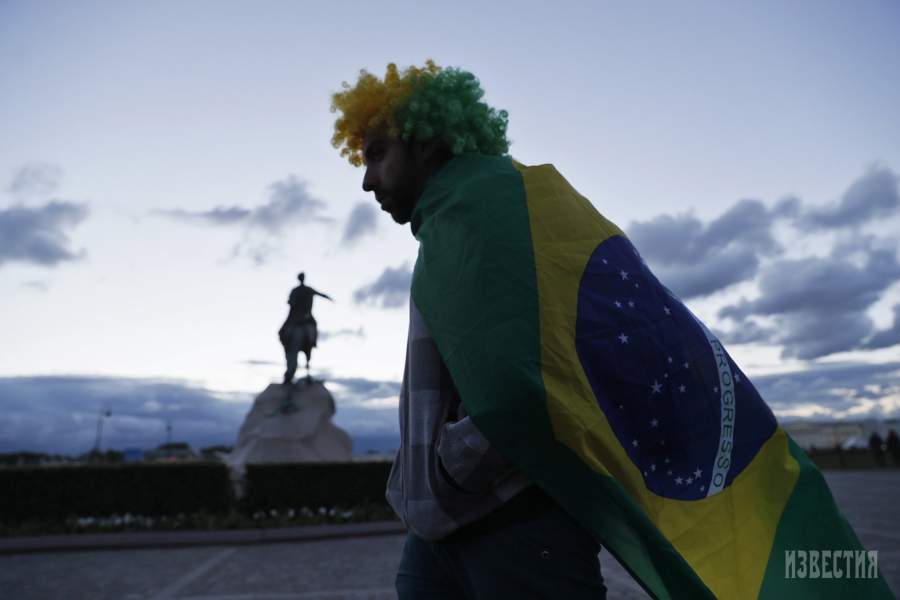 Болельщик сборной Бразилии в Санкт-Петербурге во время проведения чемпионата мира-2018