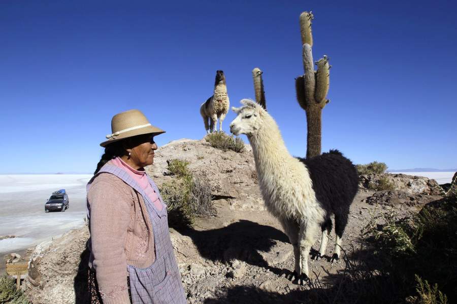 Добыча соли на солончаке Уюни