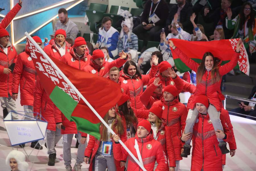 Спортсмены сборной Беларуси во время парада атлетов на церемонии открытия XXIX Всемирной зимней Универсиады 2019