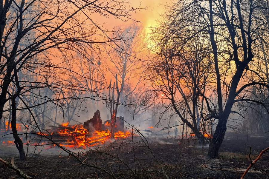 Пожар в зоне отчуждения Чернобыльской АЭС