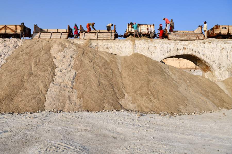 Добыча соли на озере Самбхар