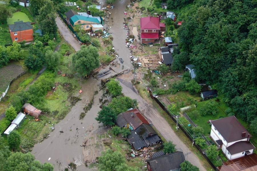 Последствия ливня в Рузе