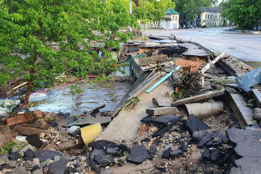 Последствия ливня в Рузе