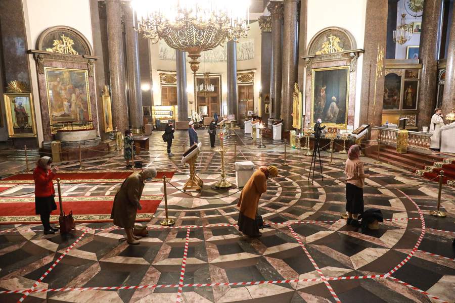 Служба в Казанском соборе в Санкт-Петербурге