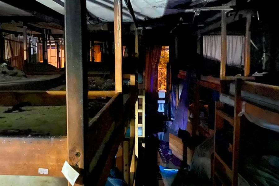 Последствия пожара в хостеле