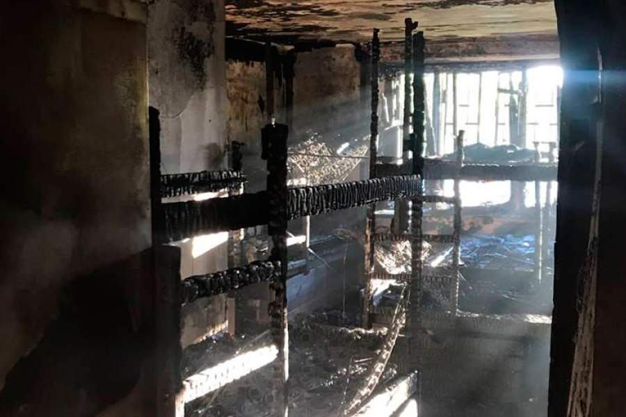 Последствия пожара в хостеле