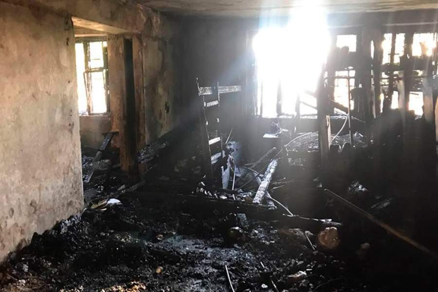 Последствия пожара в хостеле