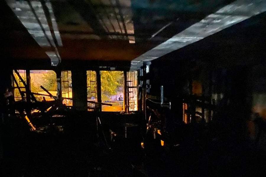 Последствия пожара в хостеле