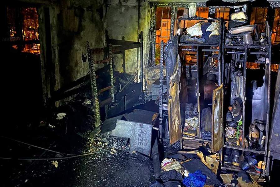 Последствия пожара в хостеле