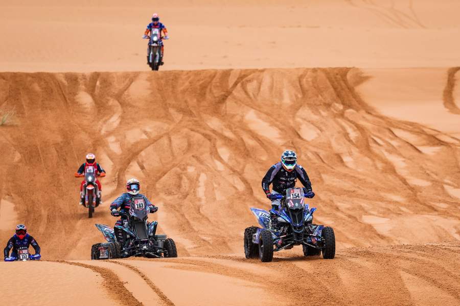 January 10, 2023, Rome, Saudi Arabia: 154 MORENO FLORES Francisco (arg), Dragon, Yamaha, Quad, 163 COPETTI Pablo (usa), Del Amo Motorsports by Motul, Yamaha, Quad, FIM W2RC, Motul, action during the Stage 9 of the Dakar 2023 between Riyadh and Haradh, on January 10th, 2023 in Haradh, Saudi Arabia
