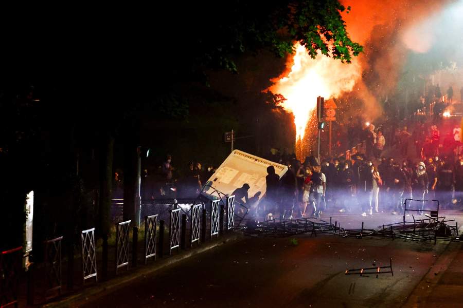 Protesters clash with police, following the death of Nahel, a 17-year-old teenager killed by a French police officer during a traffic stop, in Nanterre, Paris suburb, France, June 29, 2023.