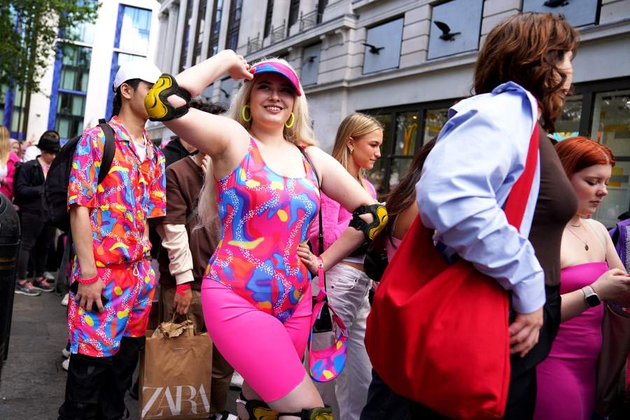 PA via Reuters Fans arrive for the European premiere of Barbie at Cineworld Leicester Square in London. Picture date: Wednesday July 12, 2023.No Use UK. No Use Ireland. No Use Belgium. No Use France. No Use Germany. No Use Japan. No Use China. No Use Norway. No Use Sweden. No Use Denmark. No Use Holland. No Use Australia.