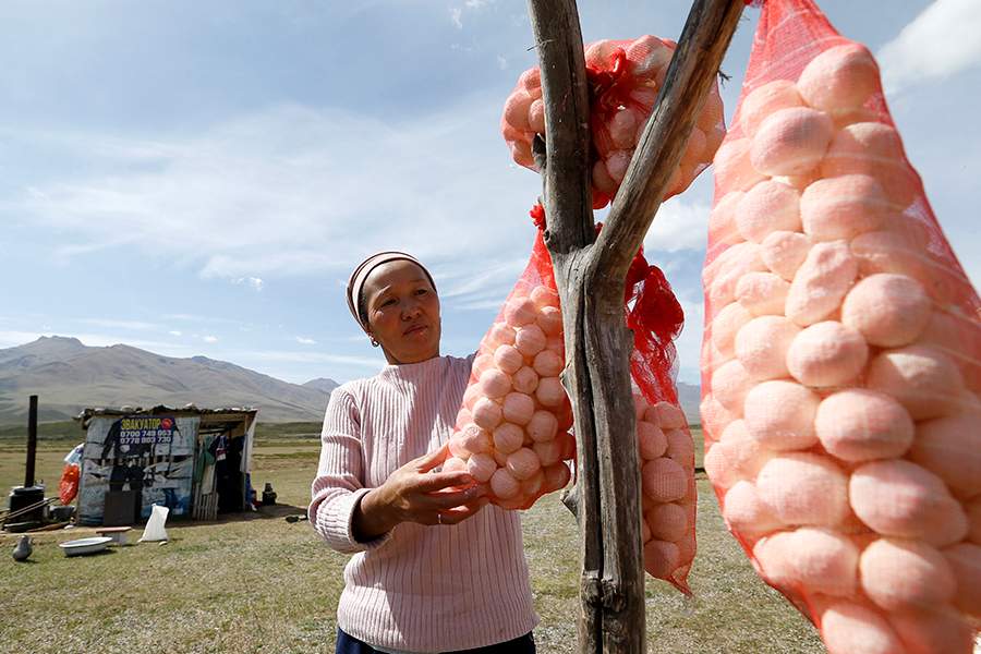 Как живет лагерь кочевников в Сусамырской долине в Киргизии