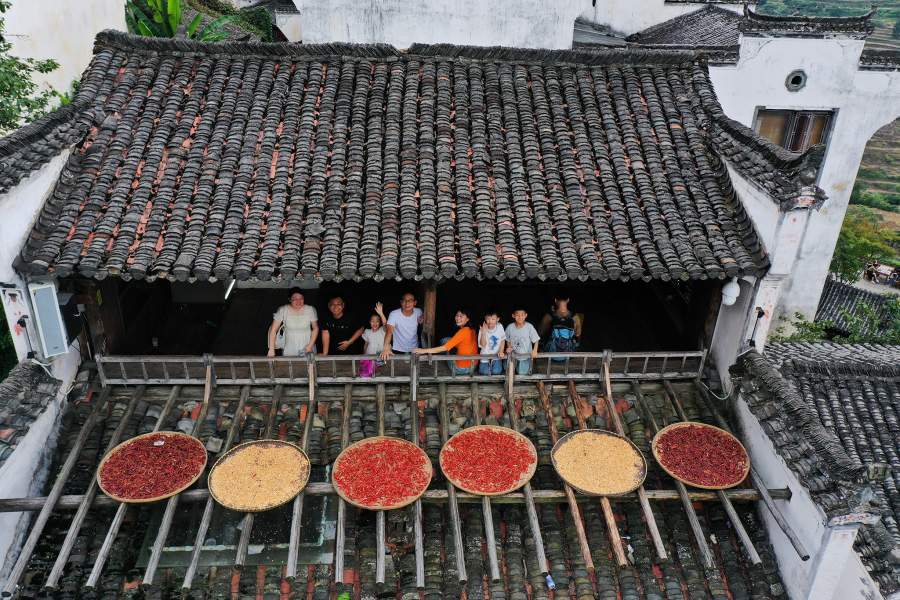 Как китайские фермеры сушат урожай на улицах