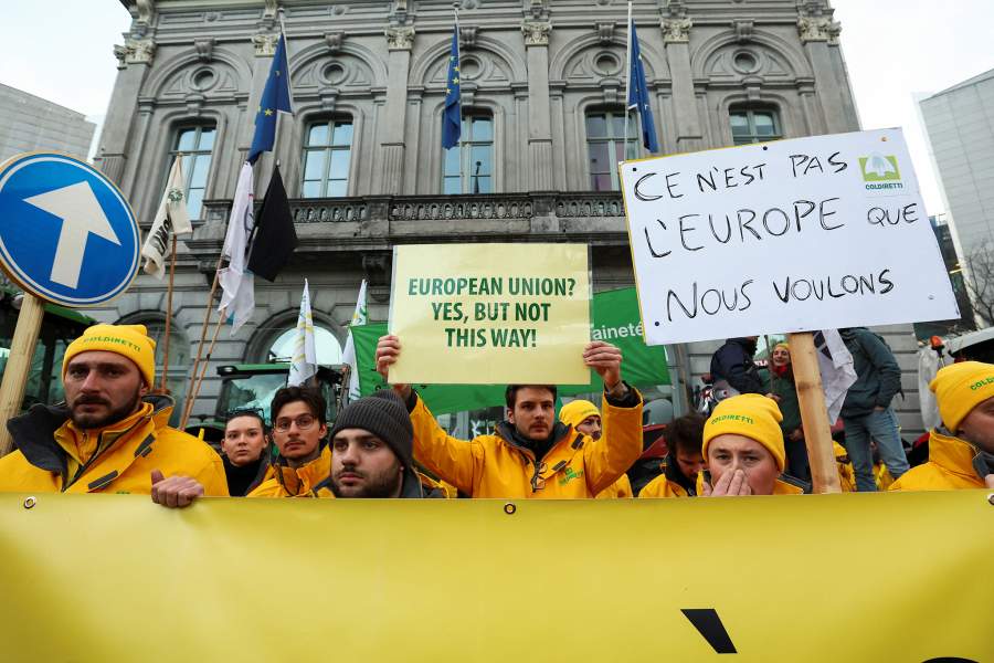 Протесты фермеров в Брюсселе