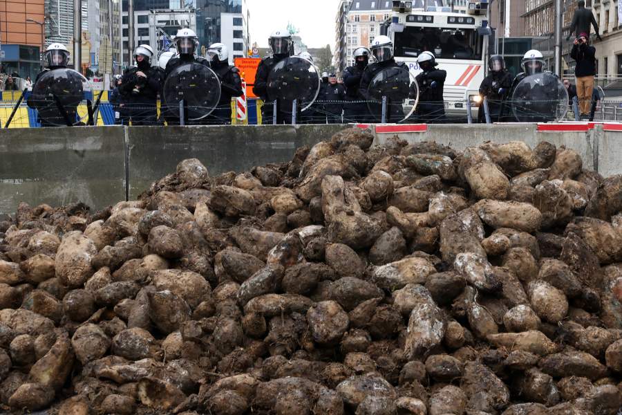 Фермеры протестуют в Брюсселе