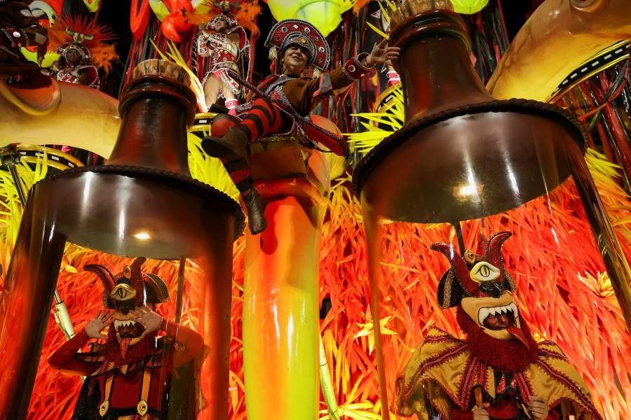 Revellers from Salgueiro samba school perform at the Sambadrome during Carnival in Rio de Janeiro
